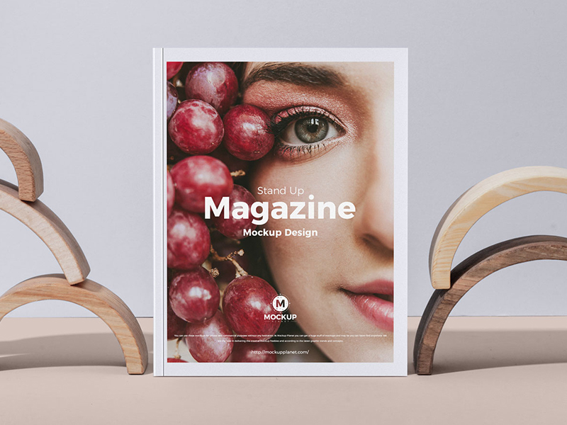 Free Stand Up Magazine Mockup Design