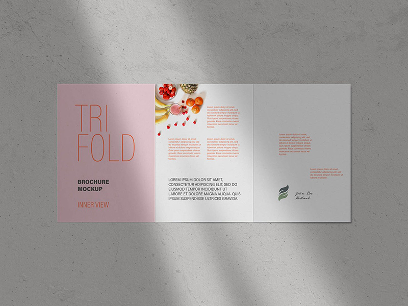 free A4 trifold brochure mockup