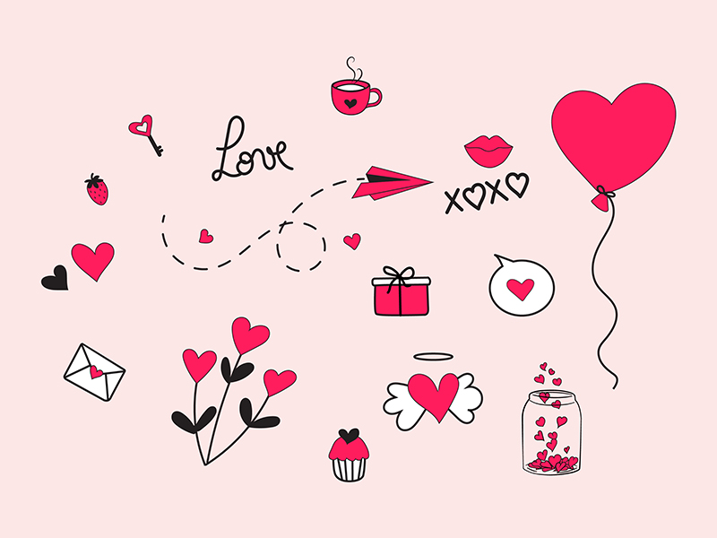 Free Valentines vector elements set