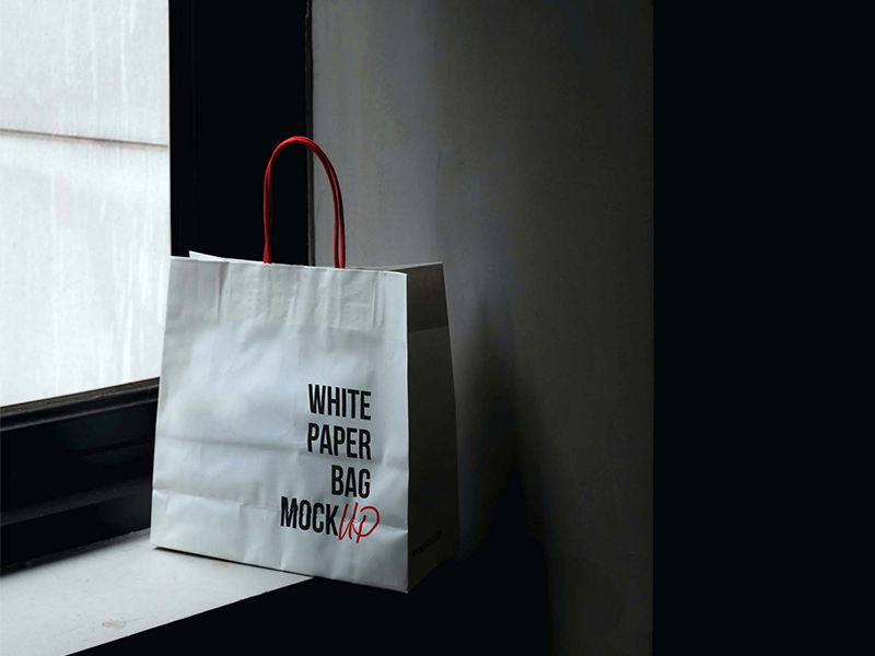 free white paper bag mockup