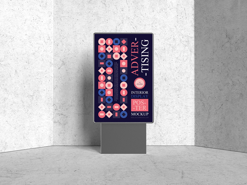 Free Advertising Interior Display Poster Mockup