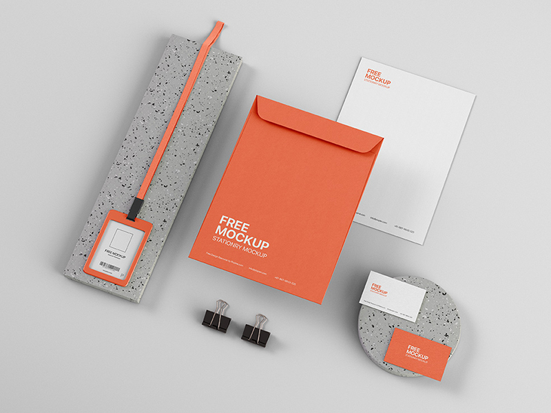 free isometric Stationery PSD Mockup