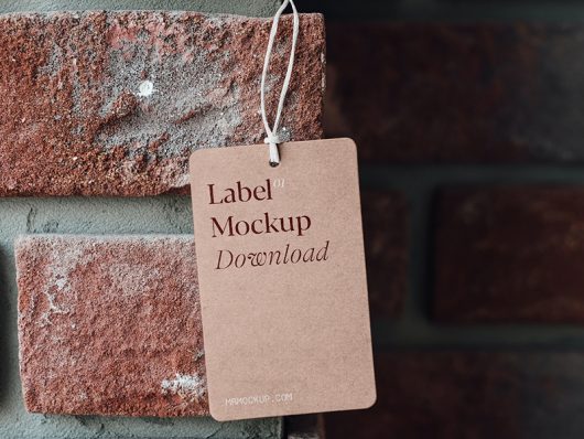 Label on Brick Wall Mockup Label on Brick Wall Mockup