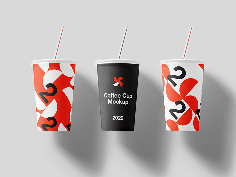 Free cup with a Straw Mockup