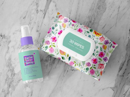 Facial Wipes and Toner Spray Mockup