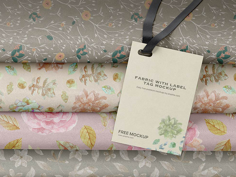 free fabric with label tag mockup