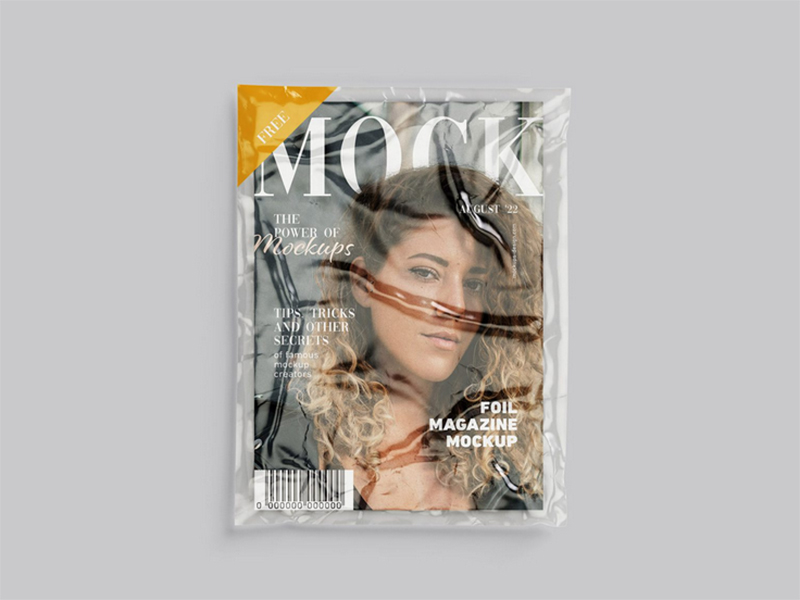 free magazine in foil mockup