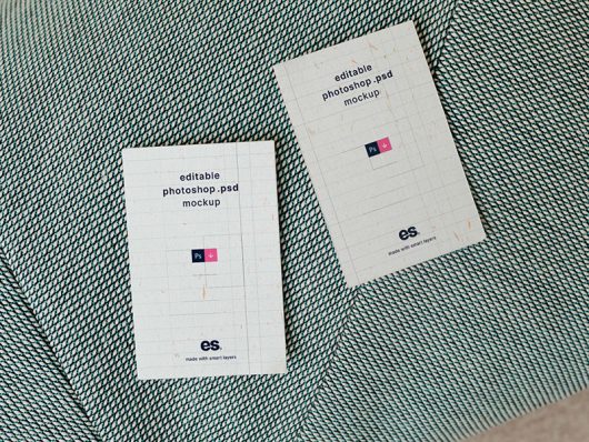 Two Business Cards on Fabric Mockup Two Business Cards on Fabric Mockup