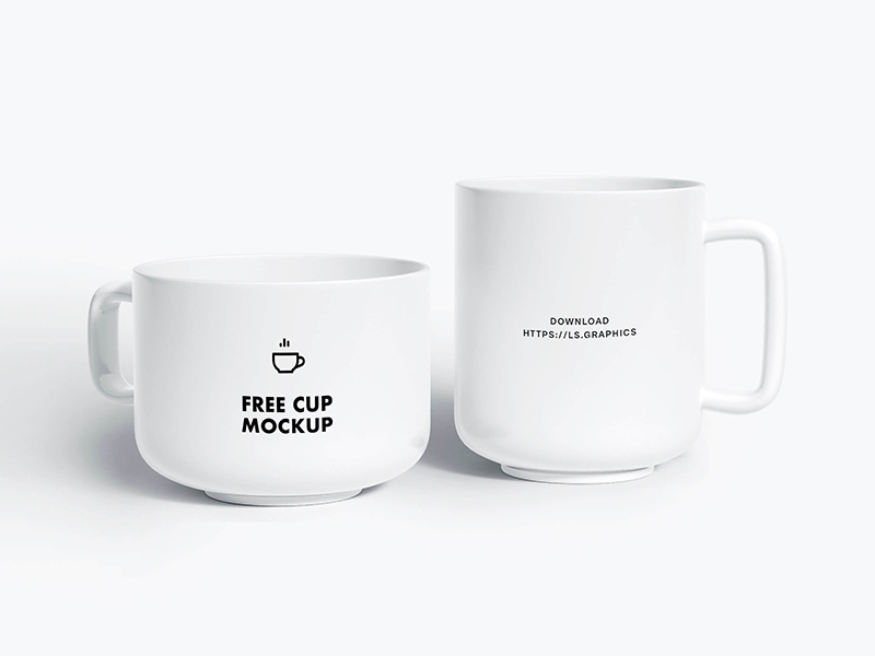 free ceramic cups mockup psd