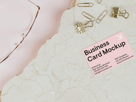 Business Card on Marble Mockup Business Card on Marble Mockup