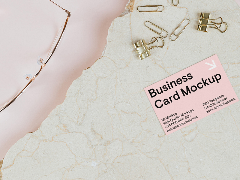 Business Card on Marble Mockup