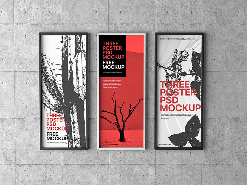 Free Three Posters PSD Mockup