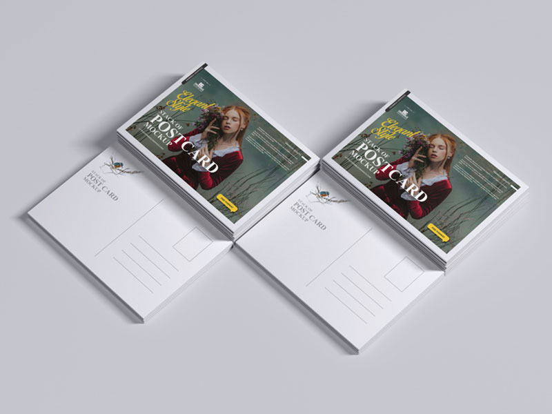 free stack of postcard mockup