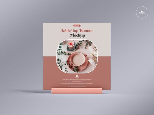 Square Table Top Banner Mockup Square Table Top Banner Mockup