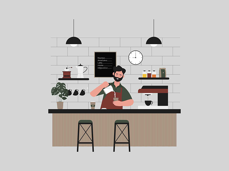 free barista vector illustration
