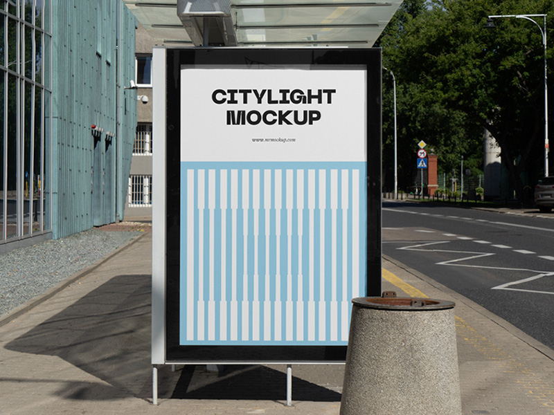 Citylight on a Bus Stop Mockup