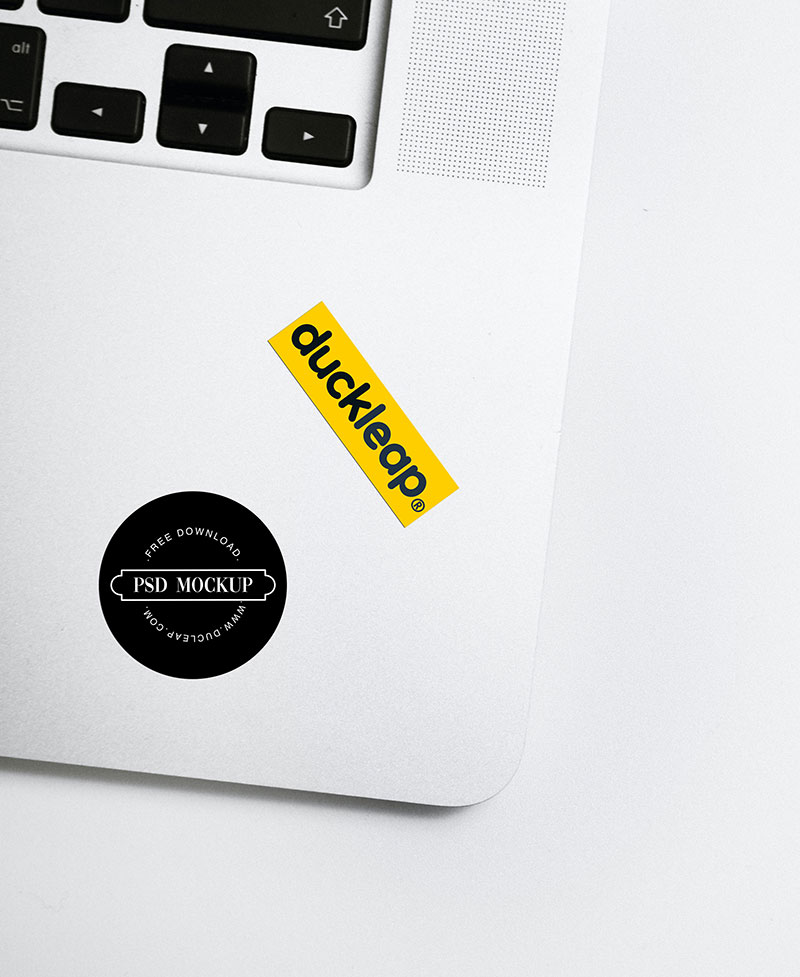 Free Stickers on Laptop Mockup