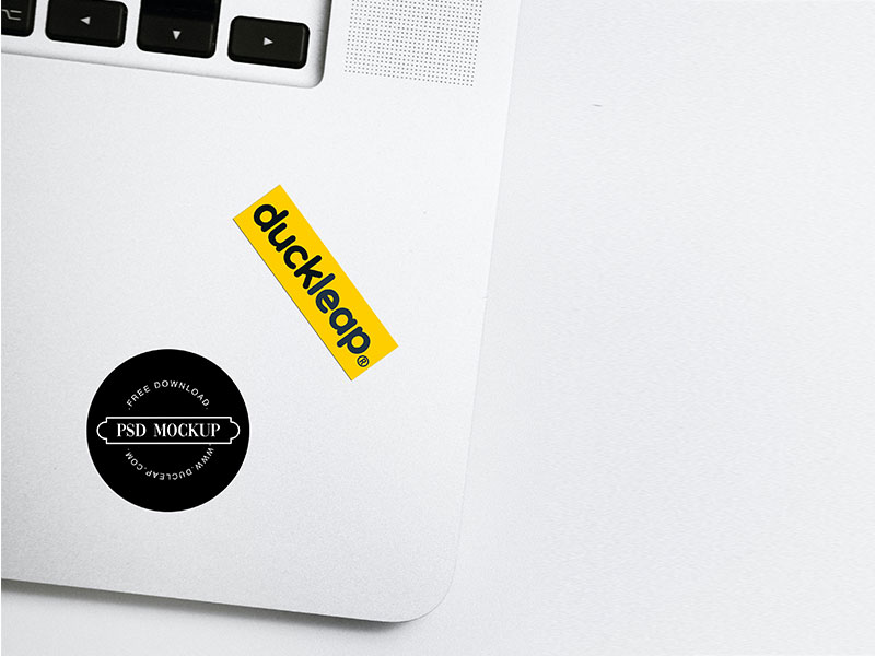 Free Stickers on Laptop Mockup