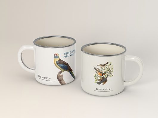 Free Two Enamel Mug Mockup Free Two Enamel Mug Mockup