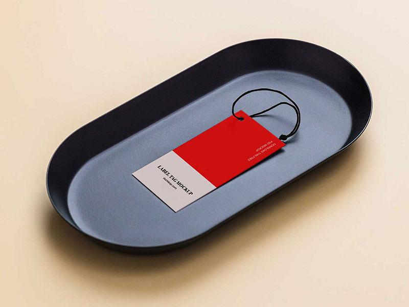 Label Tag On a Tray Mockup