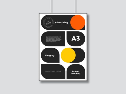 Free Hanging A3 Poster Mockup Free Hanging A3 Poster Mockup