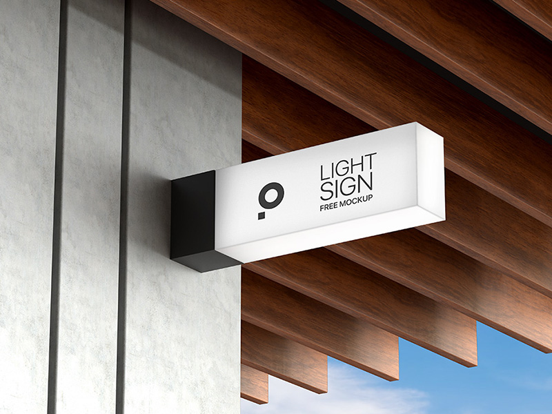 Free Light Sign PSD Mockup