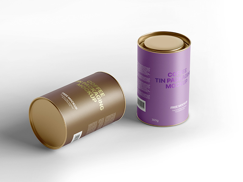 Free Coffee Tin Can Packaging Mockup
