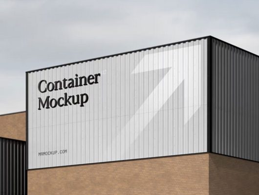 Metal Container with Sign Mockup Metal Container with Sign Mockup