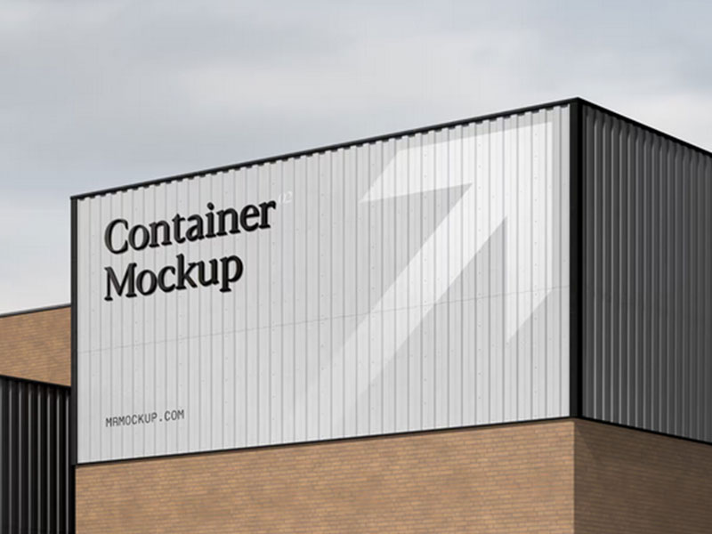 Metal Container with Sign Mockup