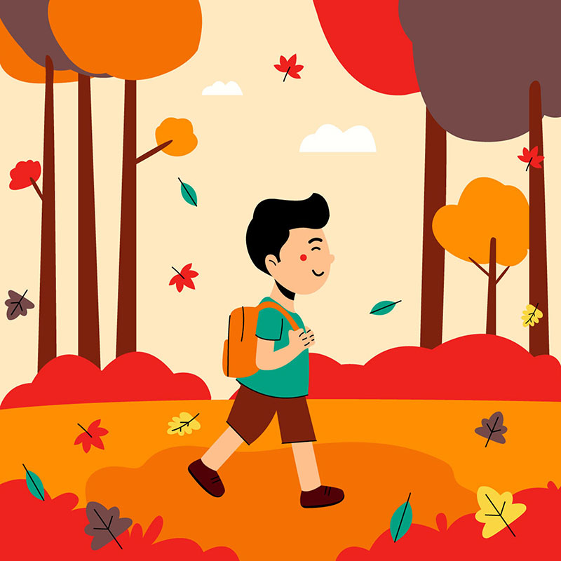 Walking to school illustration