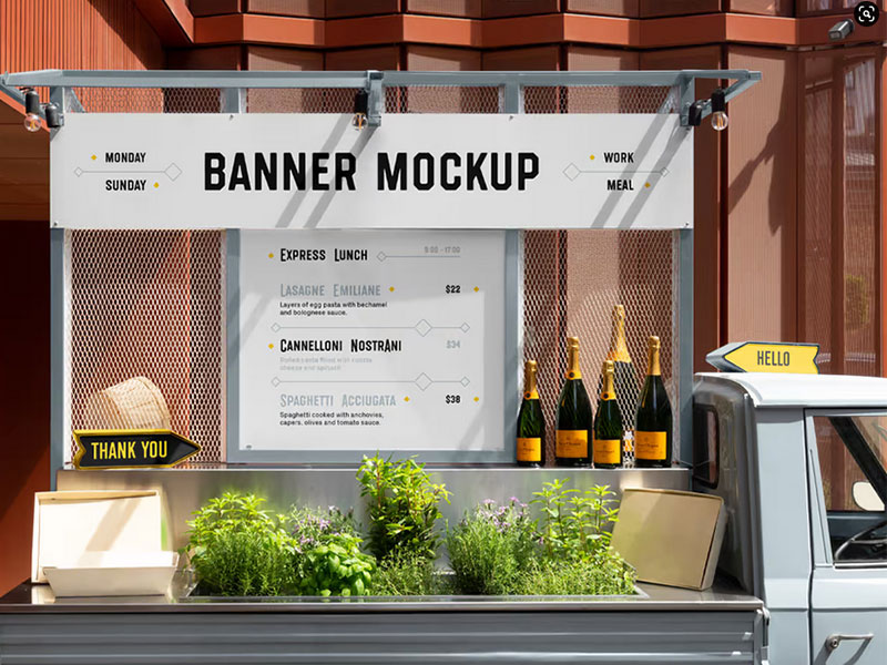 Free Restaurant Food Truck Mockup