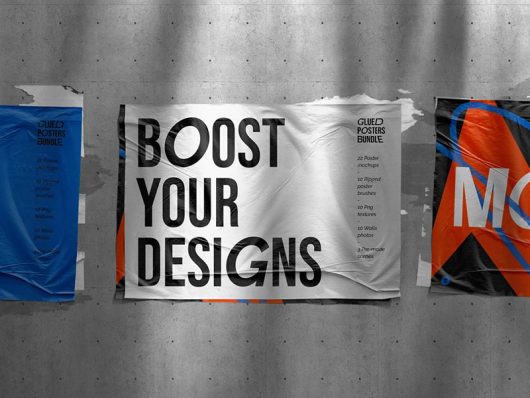 Free Glued Posters Mockup Free Glued Posters Mockup