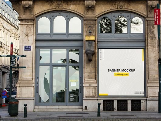 Free Store Door Banner Mockup Free Store Door Banner Mockup