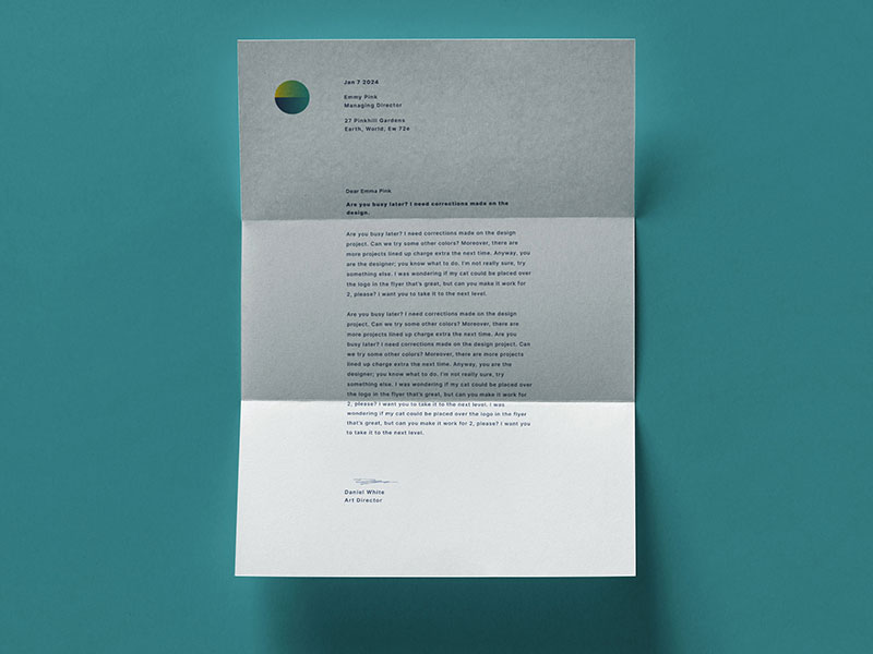 Free Folded A4 Letterhead Mockup