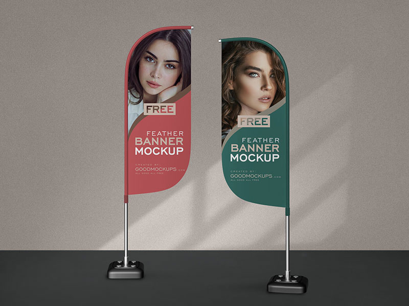 Free Convex Feather Flag Banner Mockup