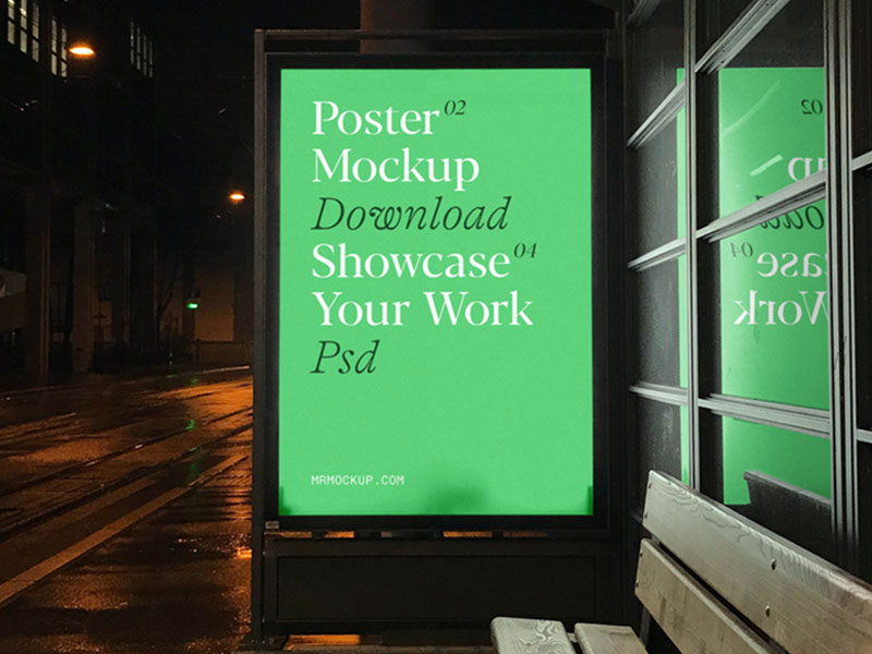 Free Bus Stop Poster Mockup