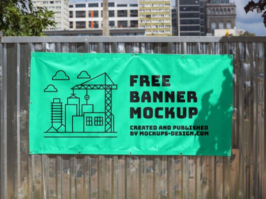 Free Fence Banner Mockup Free Fence Banner Mockup