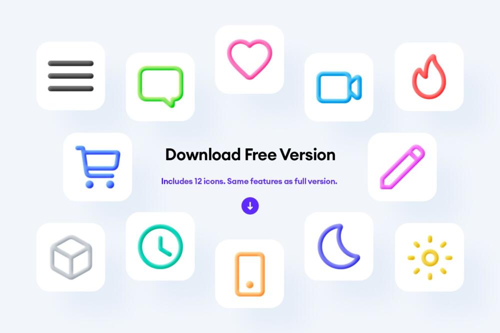 12 Front 3D Icons - PSD & PNG