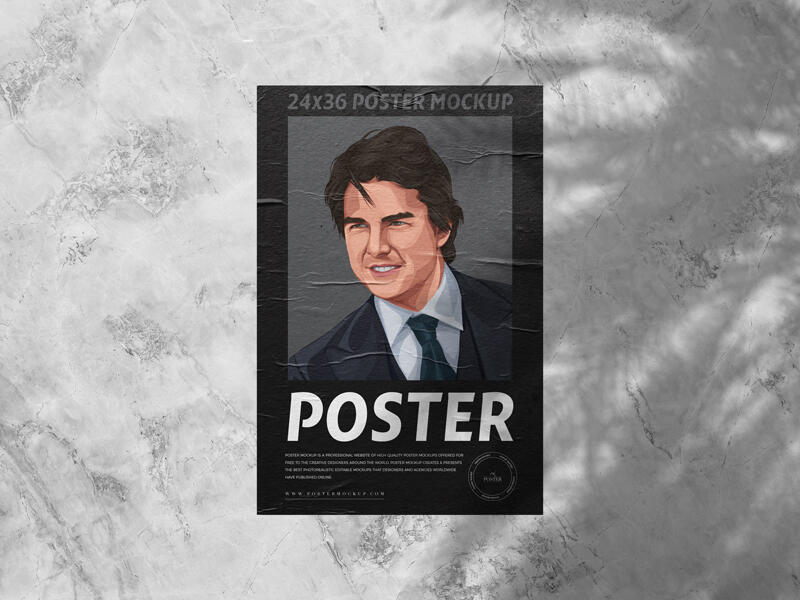 24x36 Glued Paper on Wall Poster Mockup