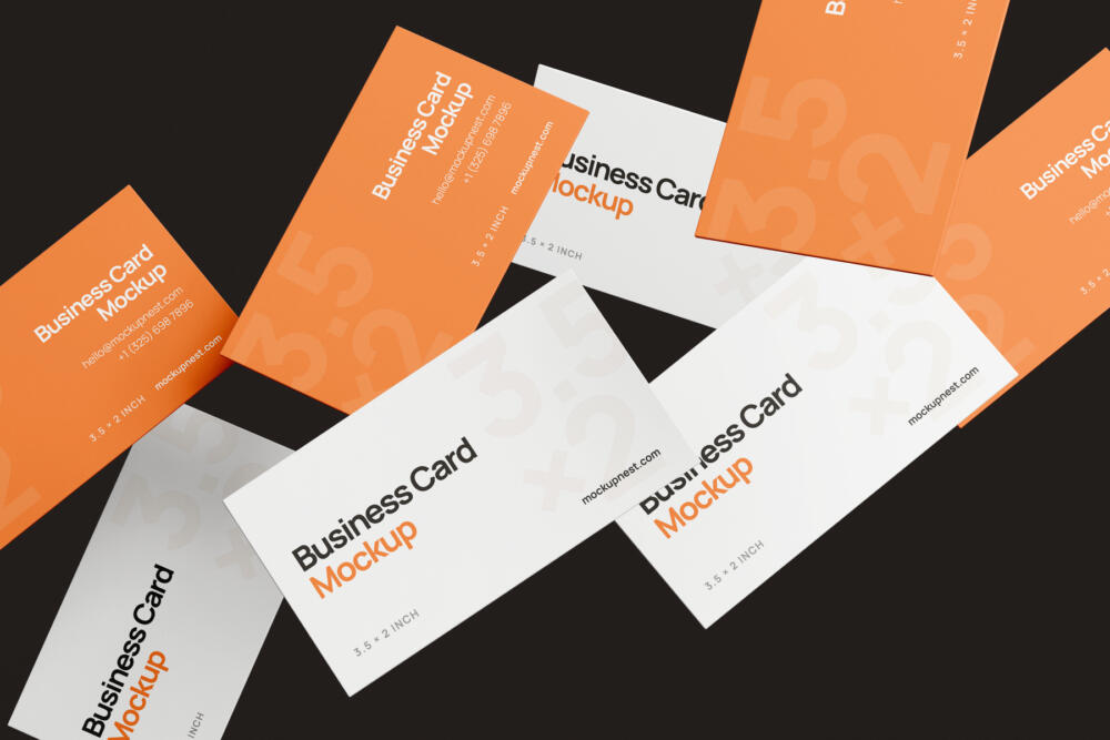 3.5x2 Business Card Mockup On Dark Surface