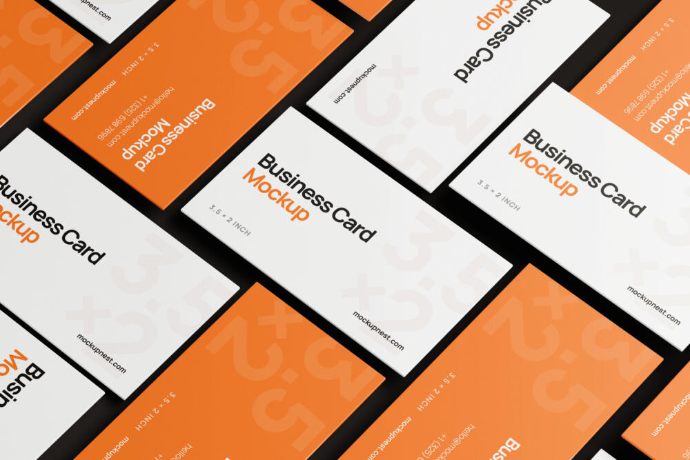 3.5x2 Business Card Mockup Top View