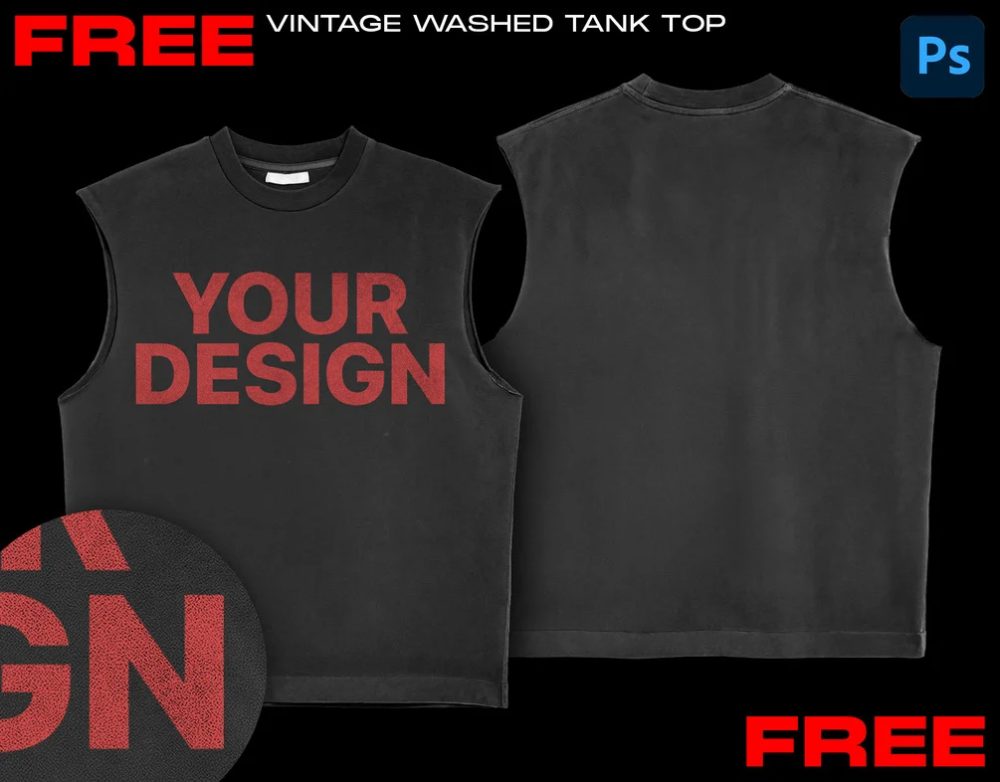 4K Vintage Tank Top Muscle Tee Mockup