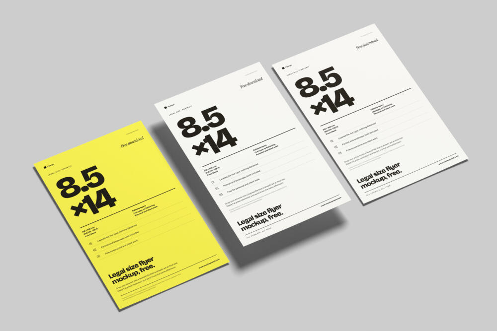 8.5x14 Lagel Poster Mockup On Surface Angled View