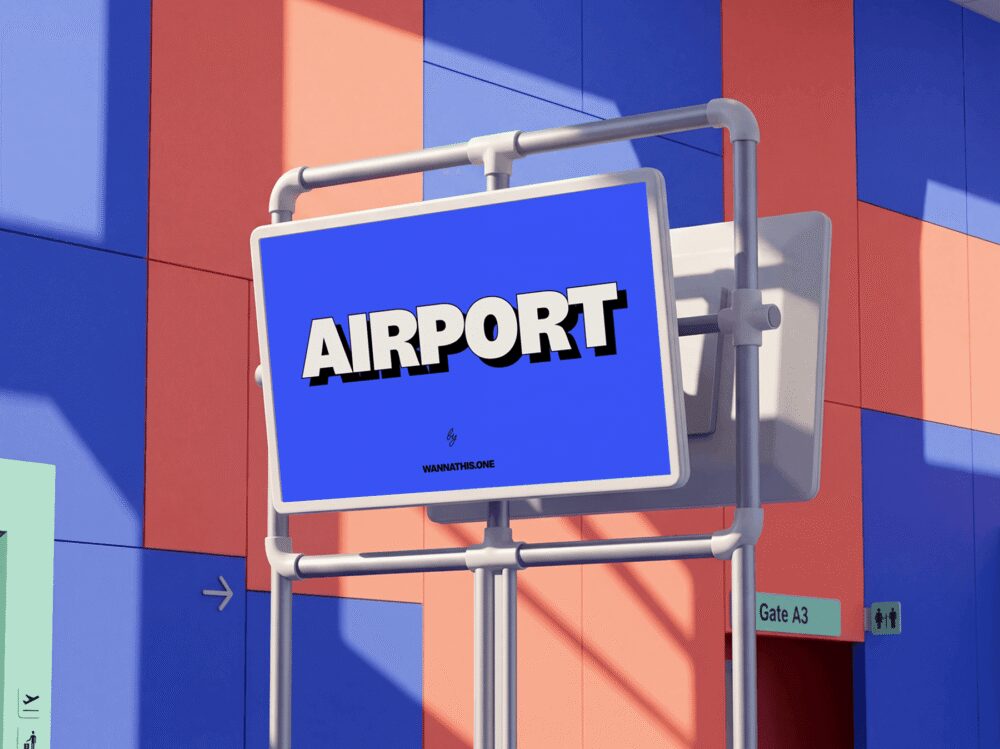 Airport Direction Sign Branding Mockup