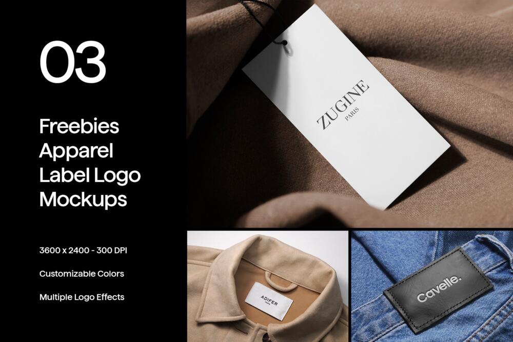 Apparel Tags & Labels - 3 Logo Mockups