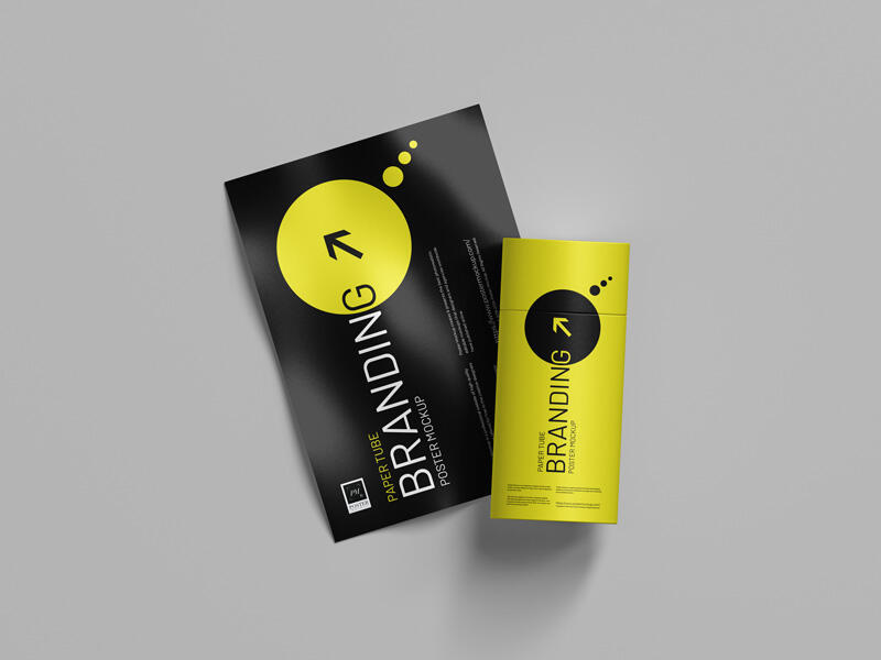 Branding Paper Tube with Poster Mockup