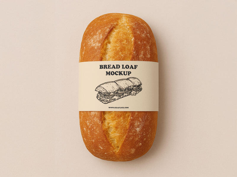 Bread Loaf Mockup With Paper Label