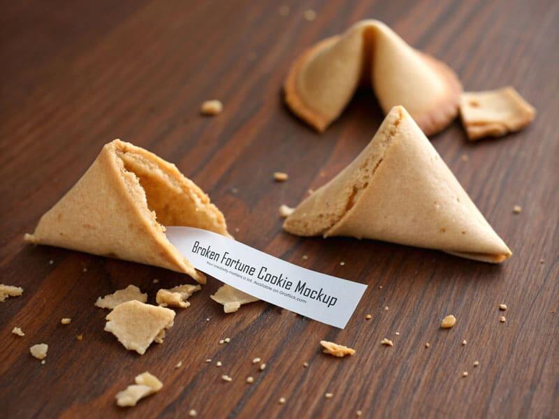 Broken Fortune Cookie Mockup PSD