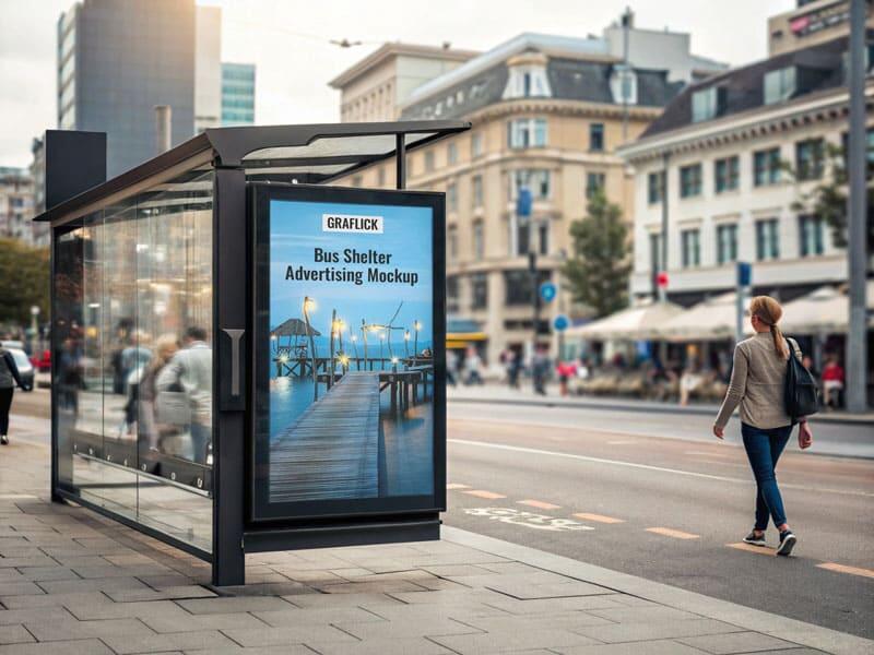 Bus Shelter Advertising Mockup