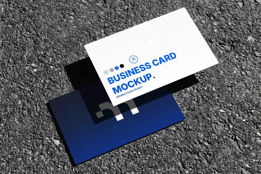 Business Card Mockup on Asphalt Texture